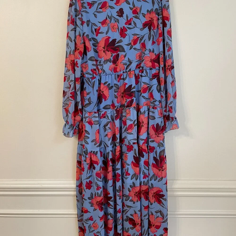 BLENCOT Womens Casual Boho Floral Printed Maxi Dress - Large - Picture 3 of 5